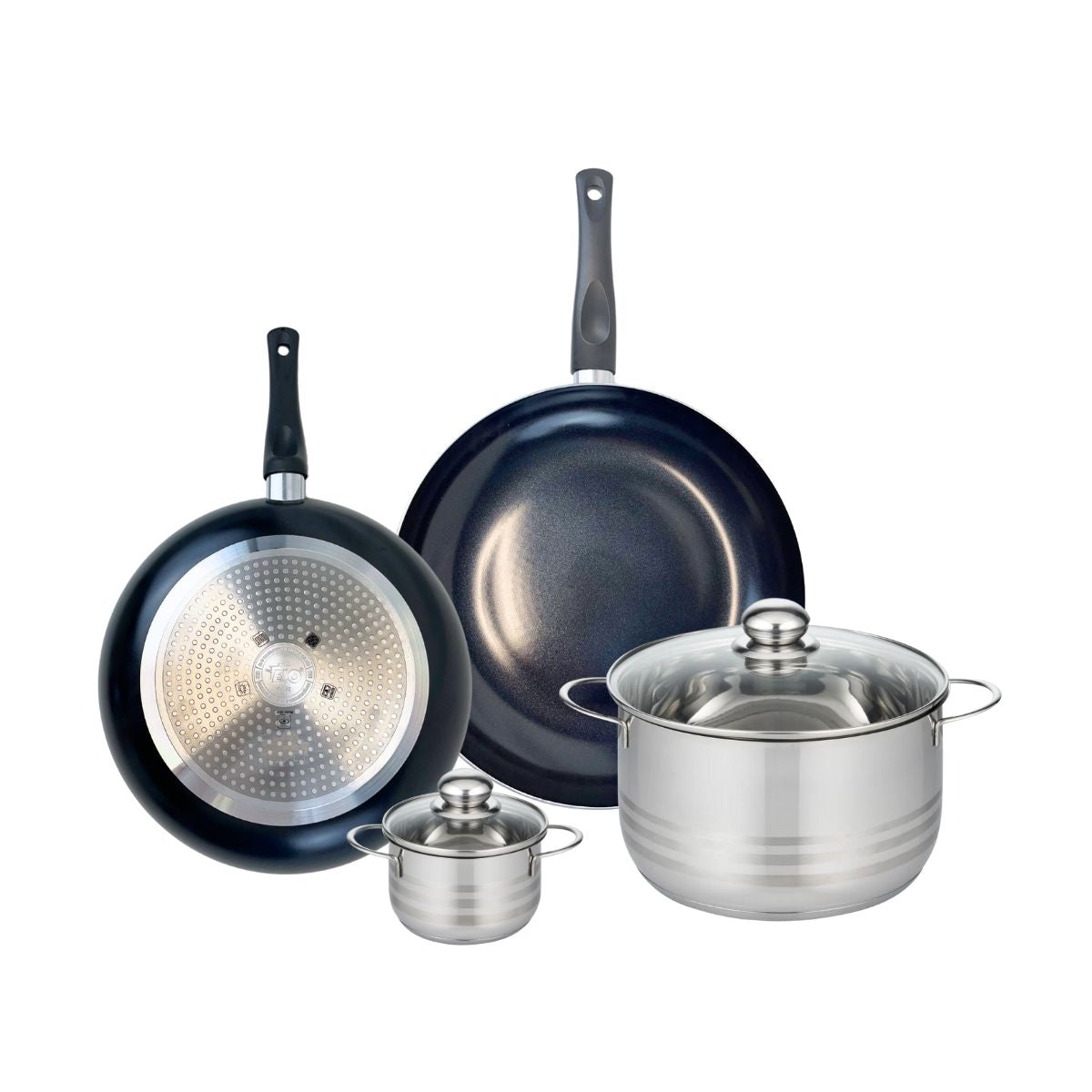Ensemble de 2 Poêles de cuisson 28 et 32 cm et 2 faitouts 12 et 24 cm  Prima Brillant Elo - Mathon - 1