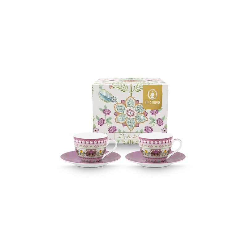 Coffret 2 Paires tasse café (1 tasse + 1 sous-tasse) Lily & Lotus - 120ml Pip Studio - Mathon - 1