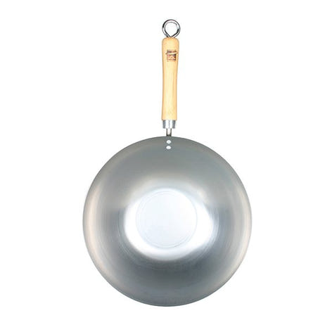 Wok fond plat 30 cm tôle acier blanche Be a Wok Star - Mathon