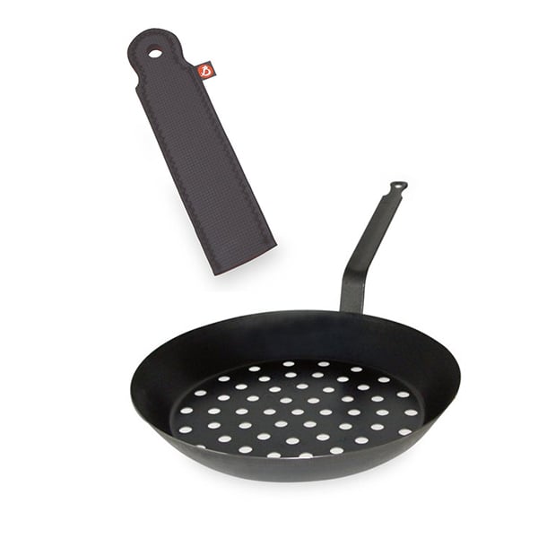 Set poêle à marrons pour cuisson sur braises 28 cm et manchon de protection - Mathon
