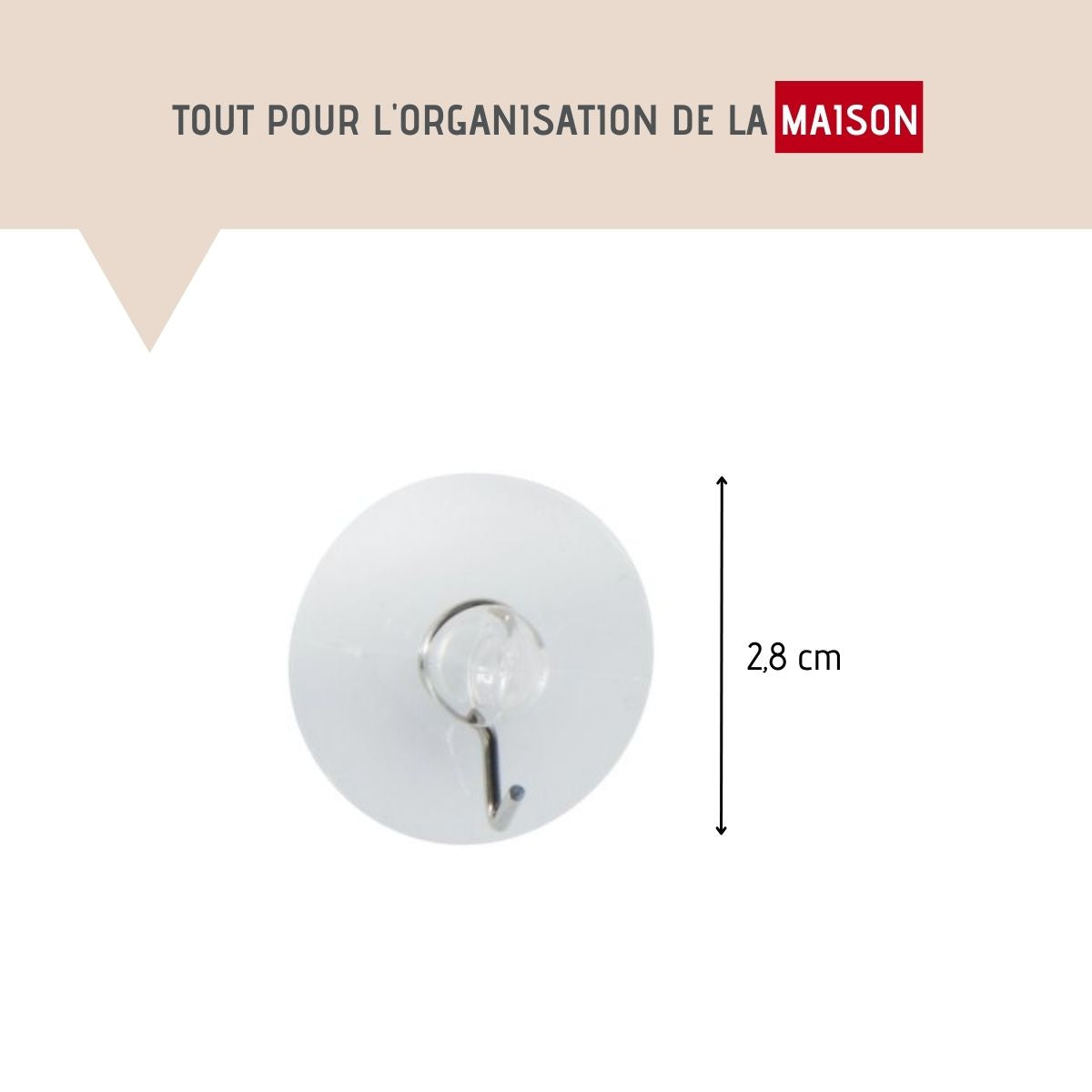 Lot de 4 crochets muraux à ventouse transparents  Tecno Fackelmann - Mathon - 3