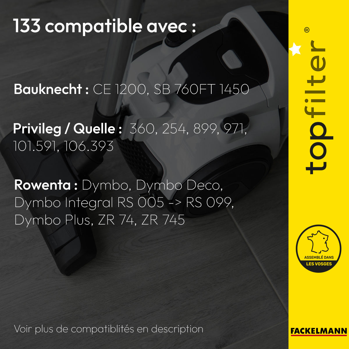 Lot de 4 packs de 4 sacs aspirateur 64133 Rowenta TopFilter Premium TopFilter - Mathon - 2