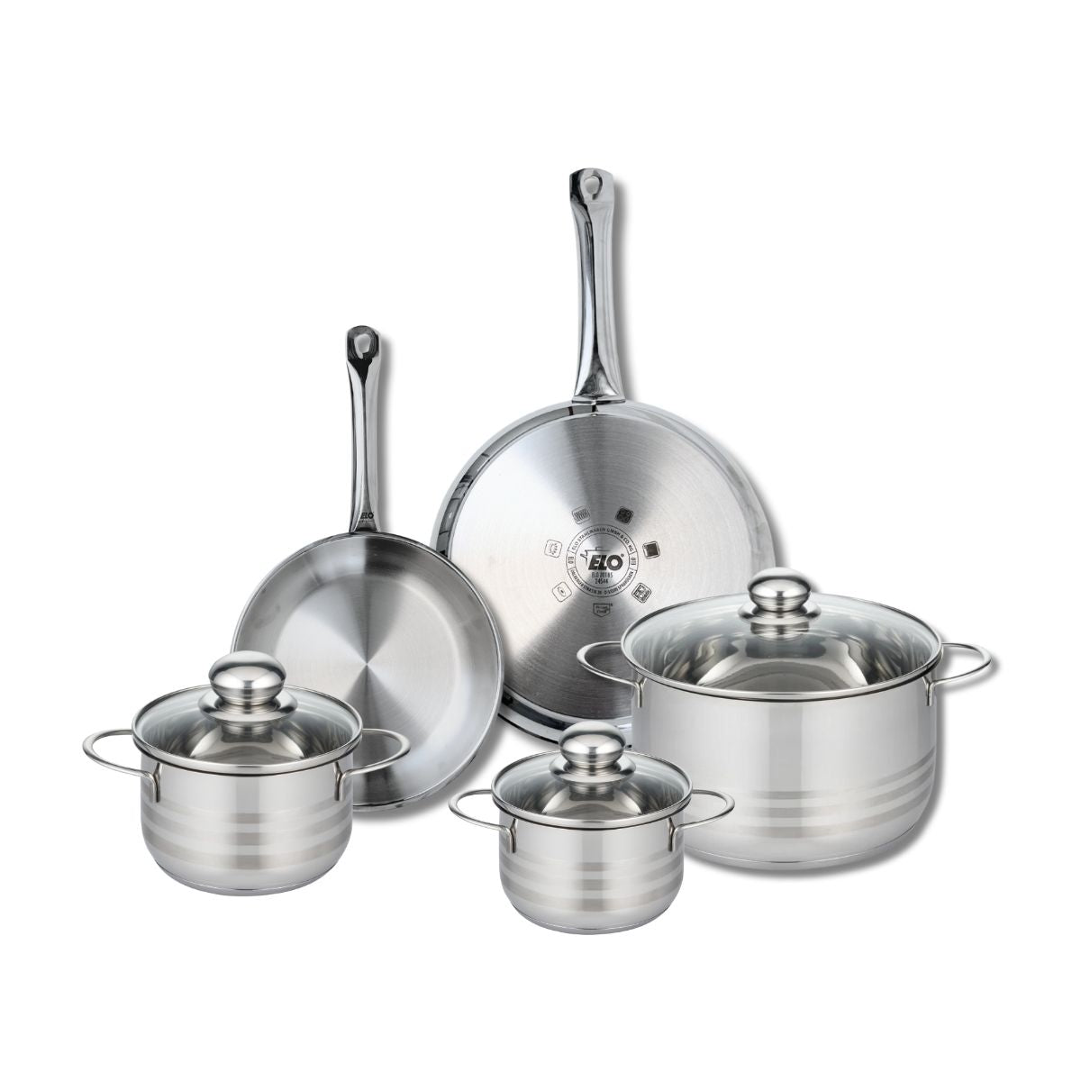 Ensemble de 2 Poêles de cuisson 24 et 28 cm et 3 faitouts 14, 16 et 24 cm  Profi Brillant Elo - Mathon - 1