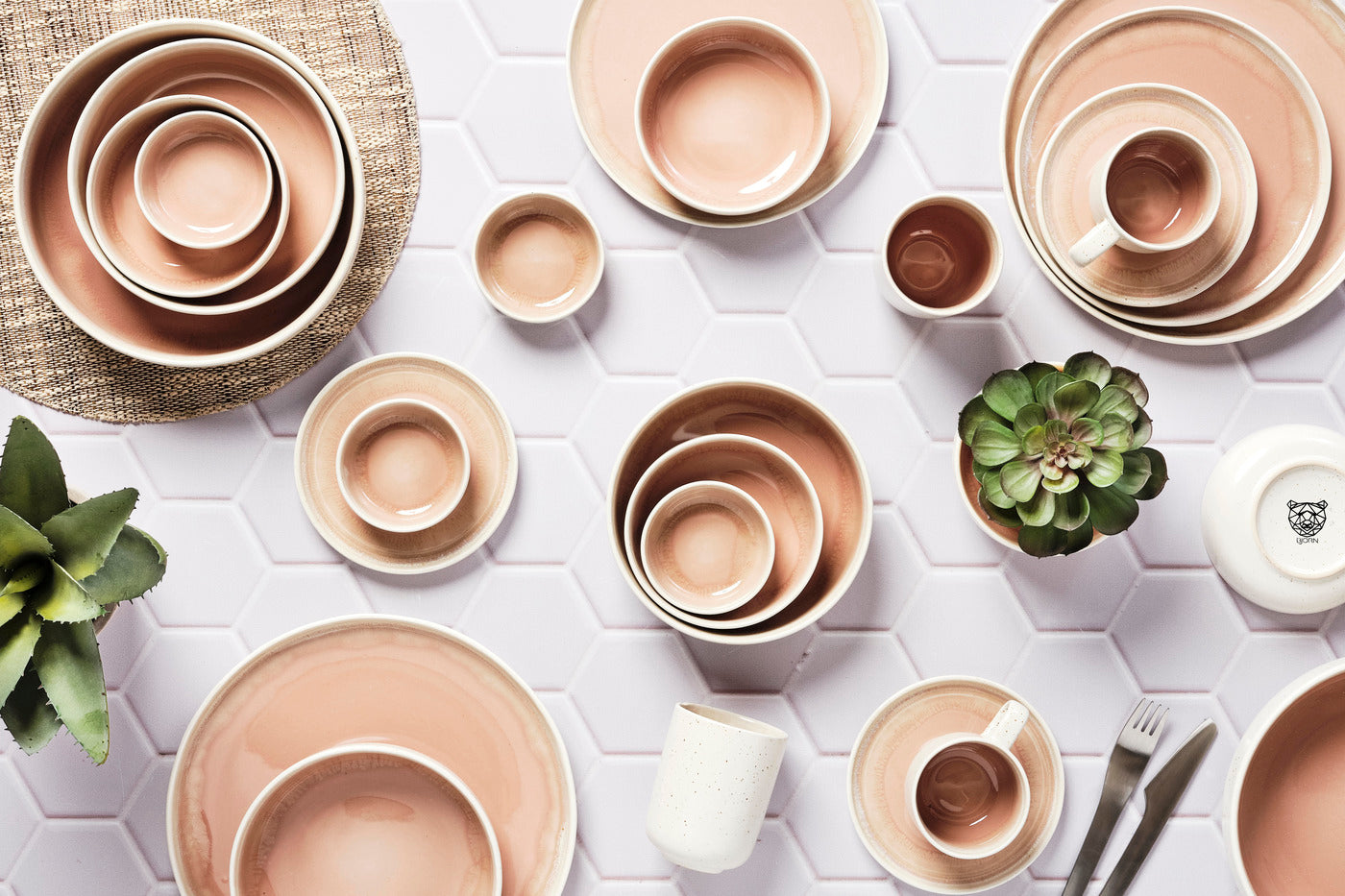 Lot de 6 tasses en grès rose D15 Björn - Mathon - 6