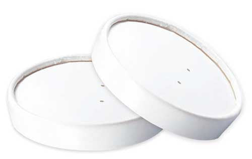 50Pcs - Couvercle plat blanc en carton kraft perforé pour la vapeur FirstPack - Mathon - 1