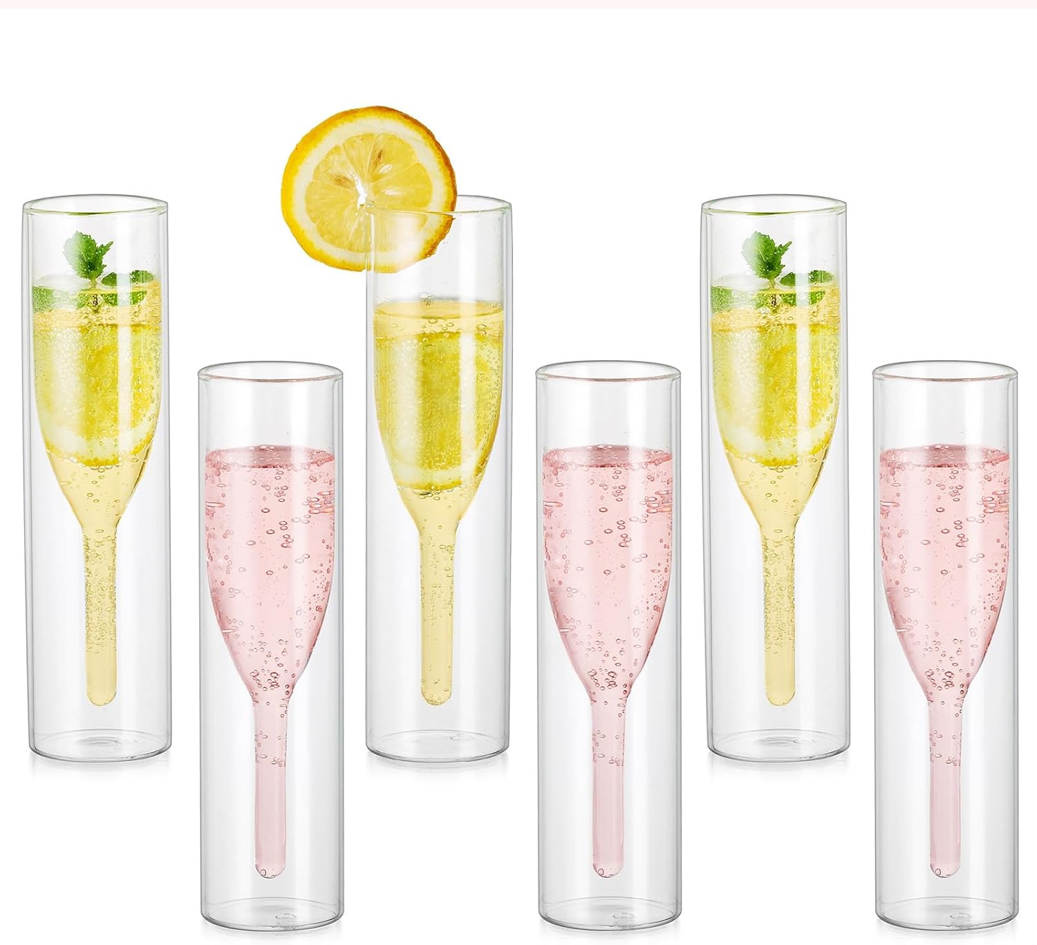 Flûtes Champagne Double Paroi en Verre Borosilicate – 6 pcs Vendos85 - Mathon