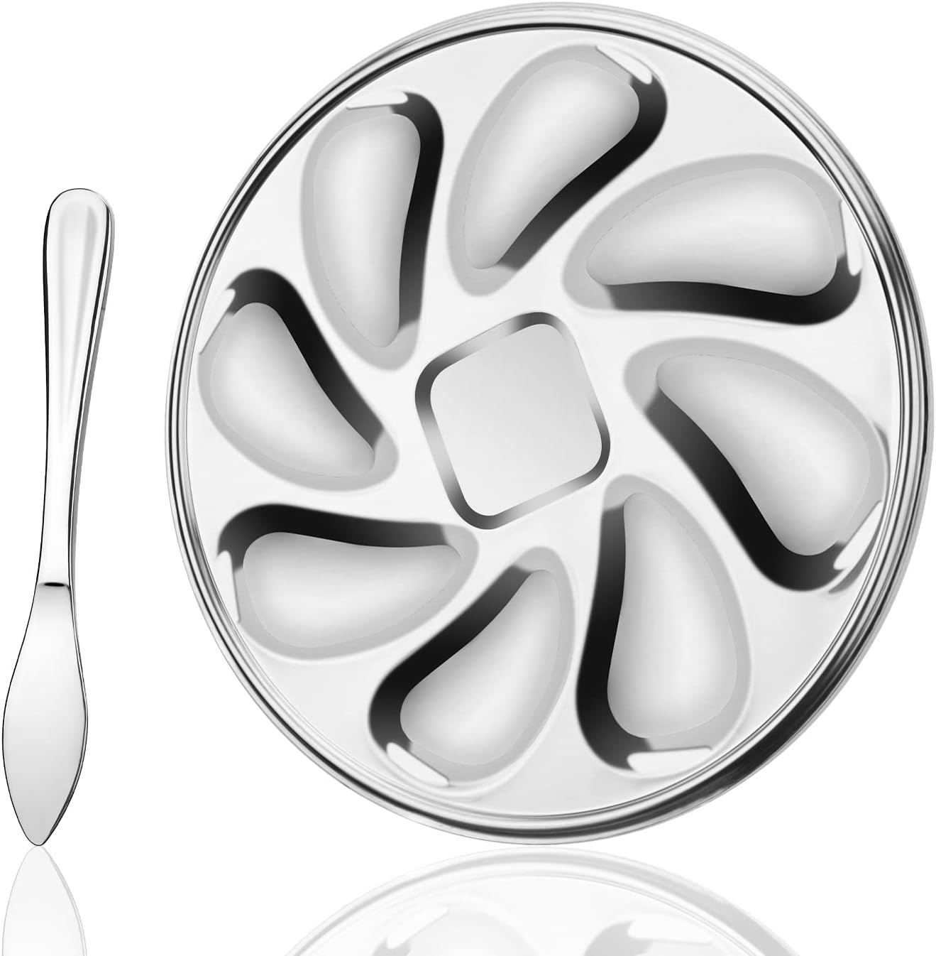 Assiette à huîtres en acier inoxydable avec couteau Vendos85 - Mathon