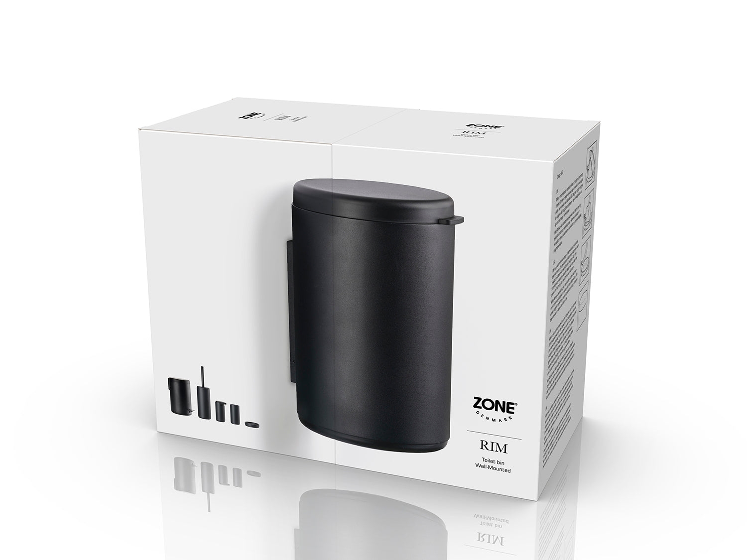 Poubelle de toilettes murale RIM en aluminium et abs Noir Zone Denmark - Mathon - 4