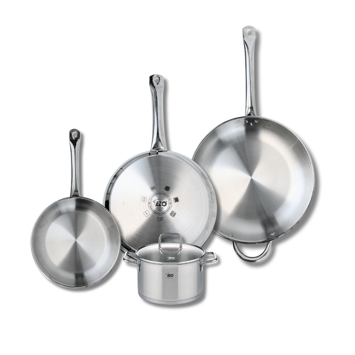 Ensemble de 3 Poêles de cuisson 24, 28 et 32 cm et 1 faitout 16 cm  Profi Citrin Elo - Mathon - 1
