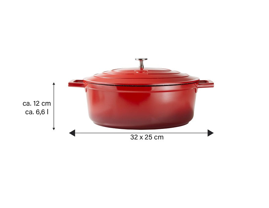 Cocotte Gourmet 32 x 25 cm, avec couvercle en fonte d’aluminium, rouge cerise Stoneline - Mathon - 4