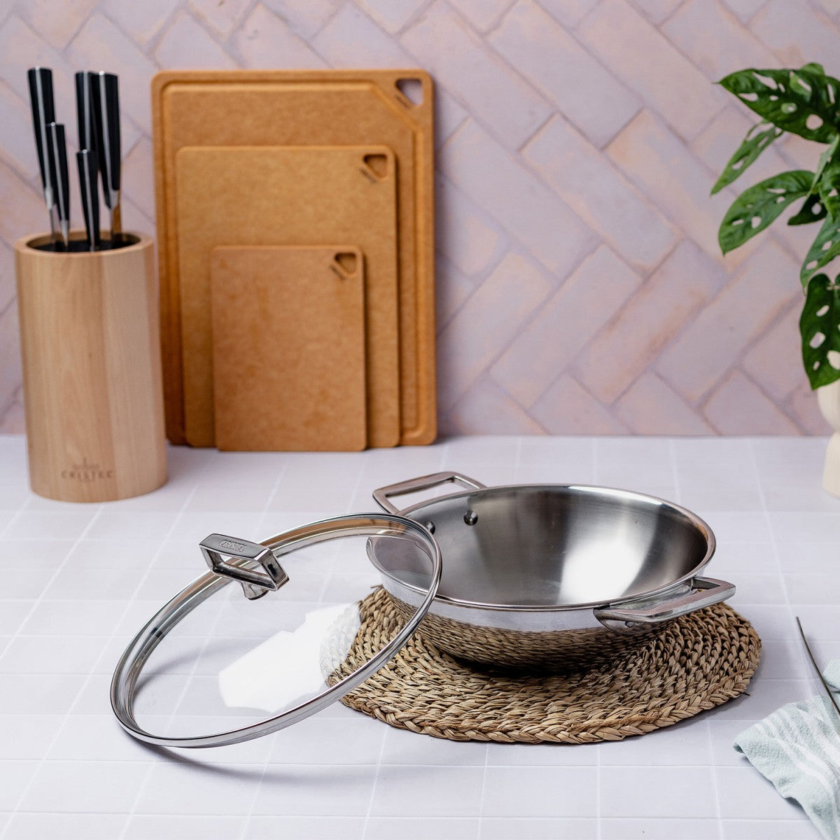 Wok en inox à 2 anses fixes 34cm Cristel - Mathon - 4