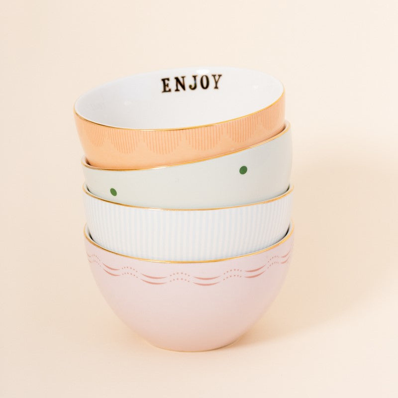 Coffret de 4 bols à céréales 15cm - Slogan Yvonne Ellen - Mathon - 1