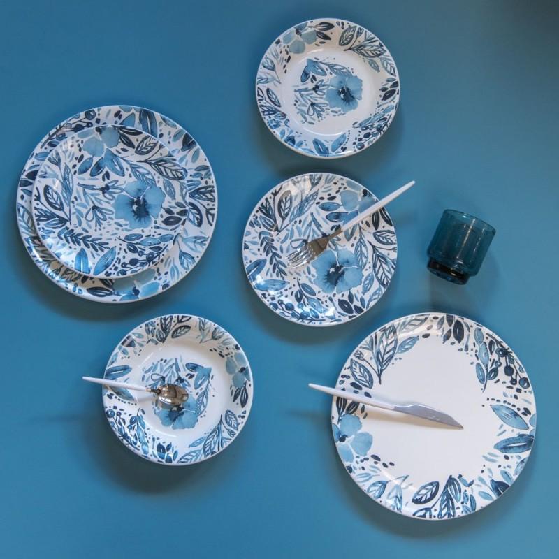 Assiette plate Jardin bleu 27 cm (lot de 6) Trend