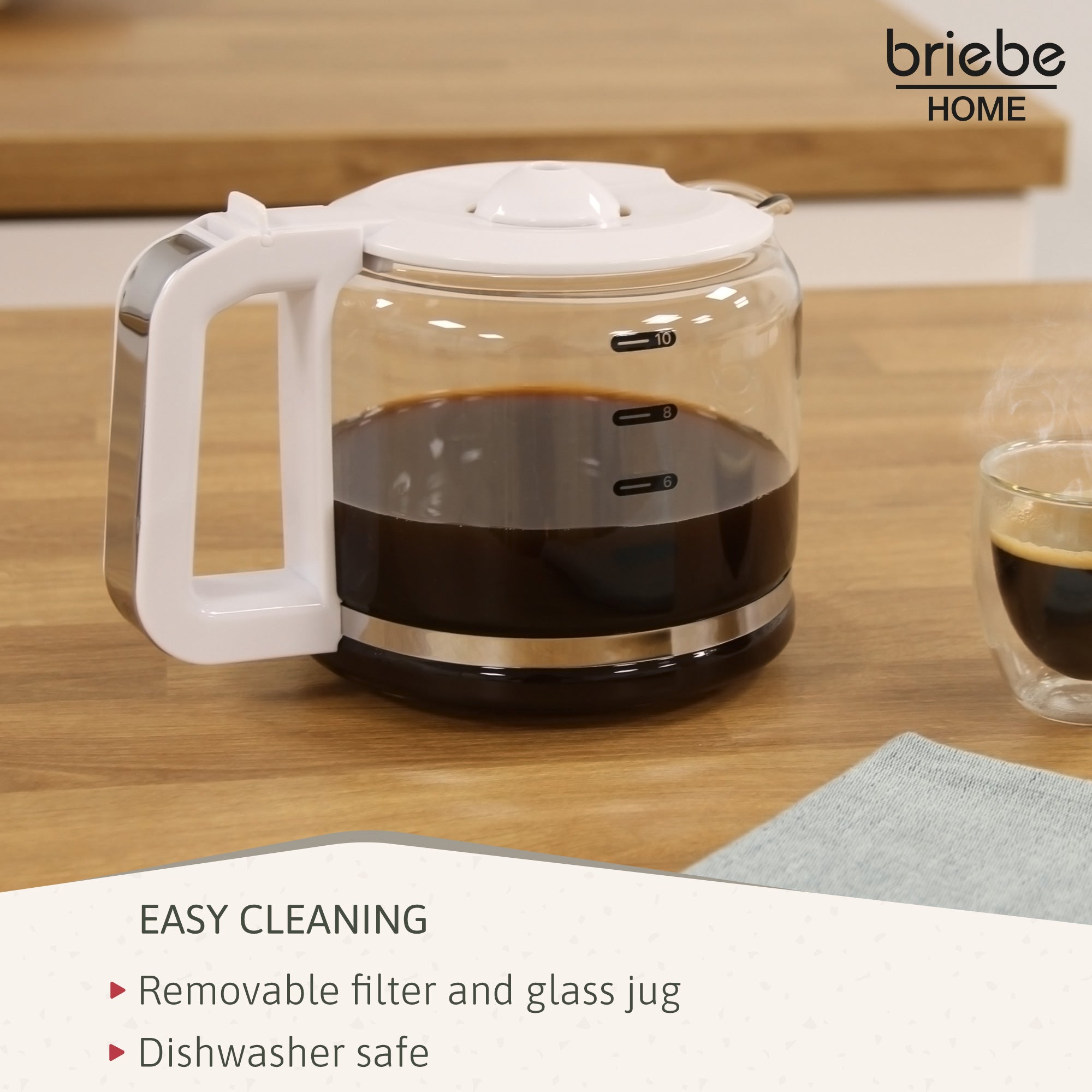 Elegance Cafetière Filtre 10 Tasses Machine à Café, Filtre Réutilisable 1,25L 1000 Blanc CM1171WHT - Mathon - 5