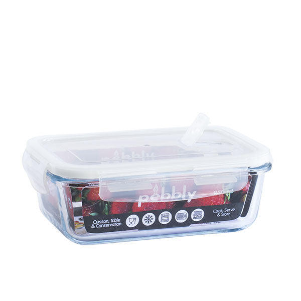 Boîte de conservation en verre borosilicate 850 ml et couvercle en plastique Pebbly - Mathon - 1