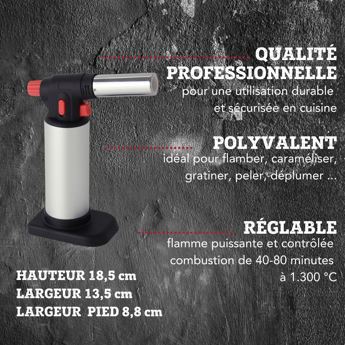 Chalumeau de cuisine 18,5 x 13,5 x 8,8 cm FM Professional - Mathon - 3