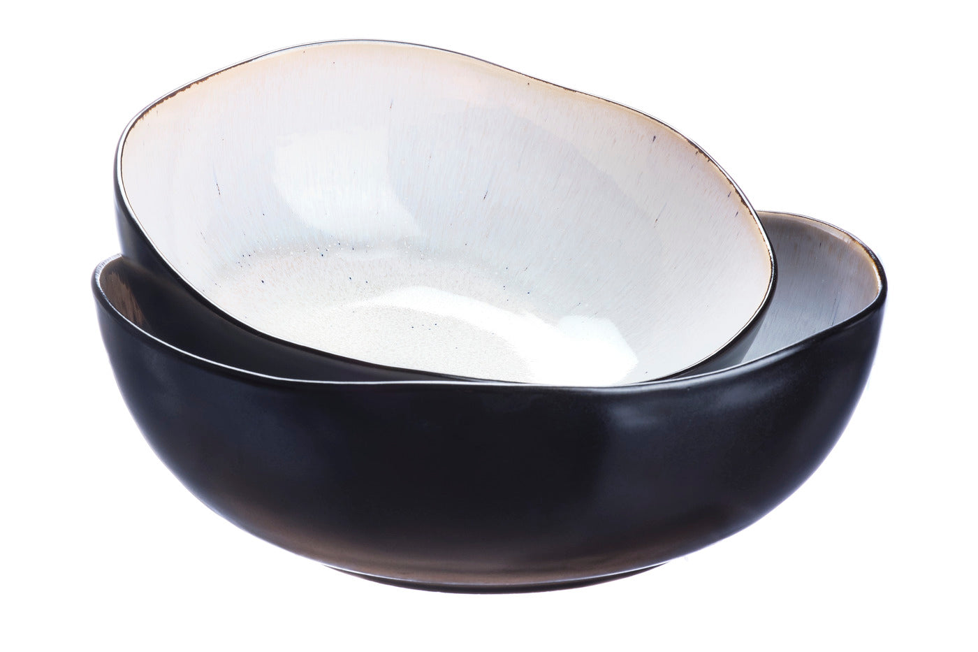 Lot de 2 saladiers en grès blanc D Björn - Mathon - 3