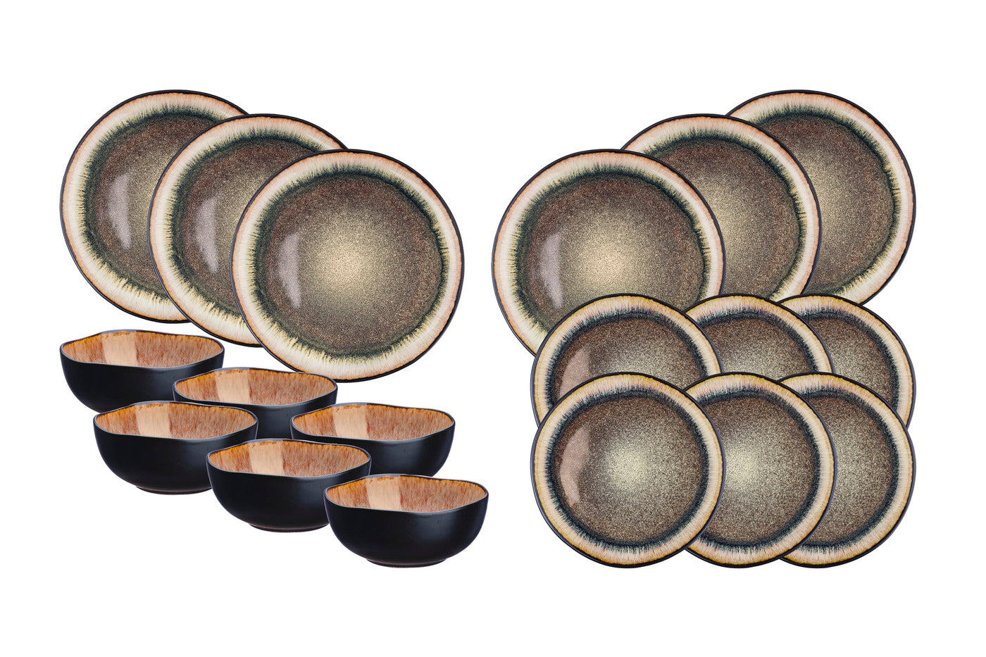 Lot de 18 set les essentiels en grès marron D Björn - Mathon - 1