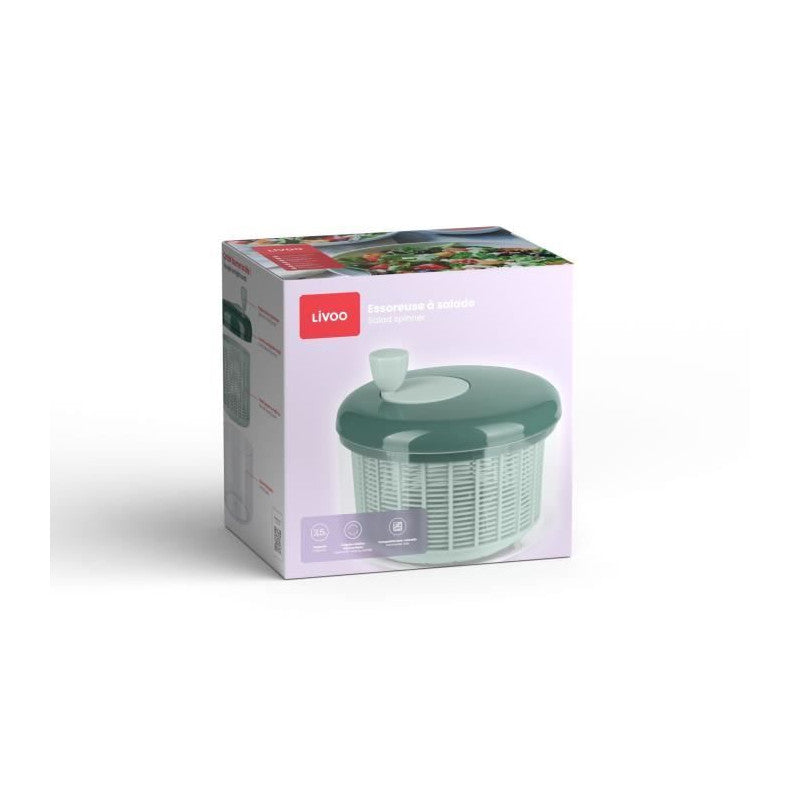 Essoreuse A Salade - Livoo - Men433 - 3,5 L - Essorage Manuel - Couvercle Avec égouttoir - Compatible Lave-vaisselle Livoo - Mathon - 3