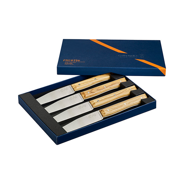 Coffret de 4 couteaux de table à lame lisse Facette olivier Opinel - Mathon - 3
