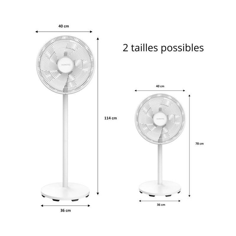 Oceanic Ventilateur De Pied - 50 W - ø 40 Cm - 3 Vitesses - Oscillant - Inclinable - Blanc Oceanic - Mathon - 5
