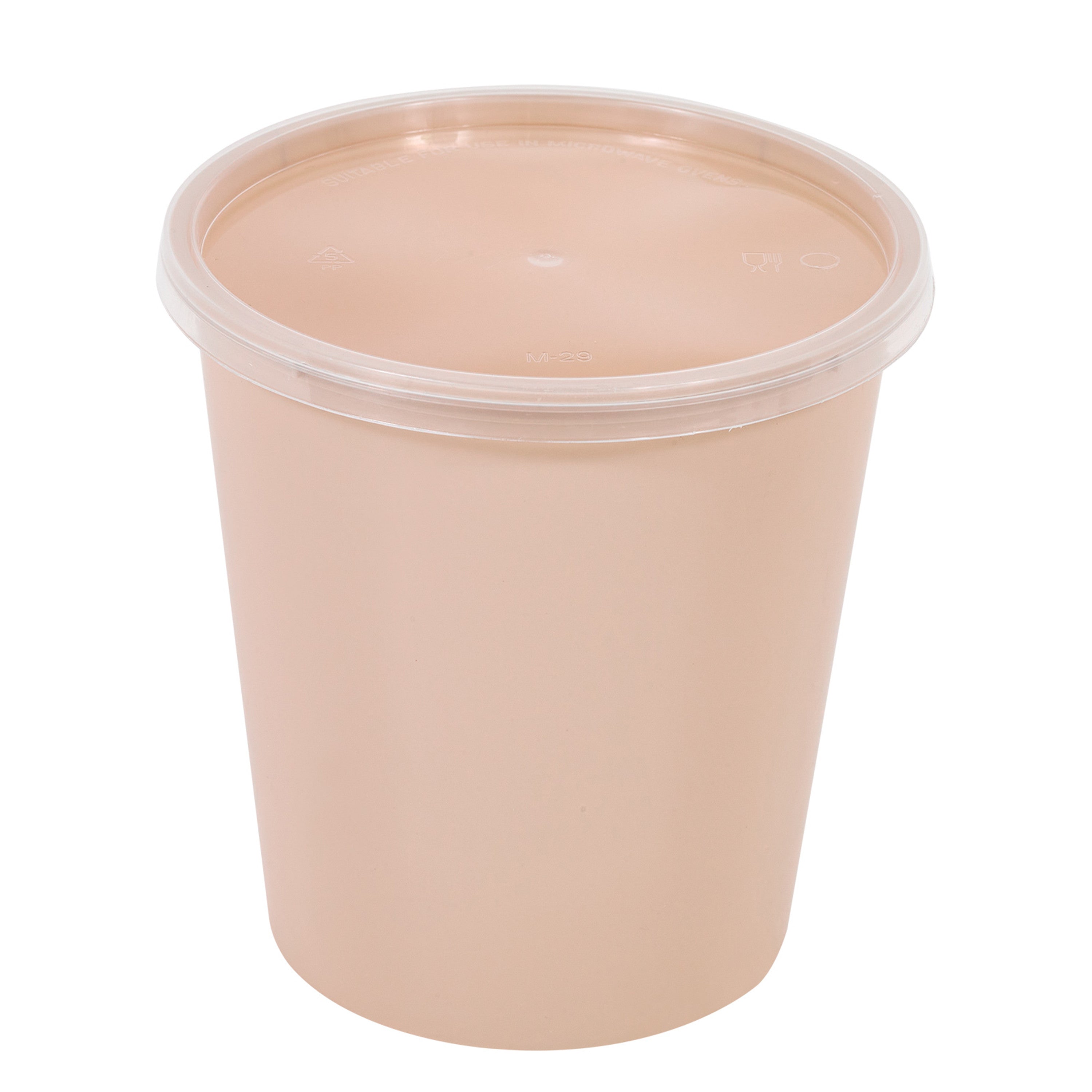50Pcs - Bol Reemp beige en plastique PP avec couvercle transparent   H125mm 1000ml FirstPack - Mathon