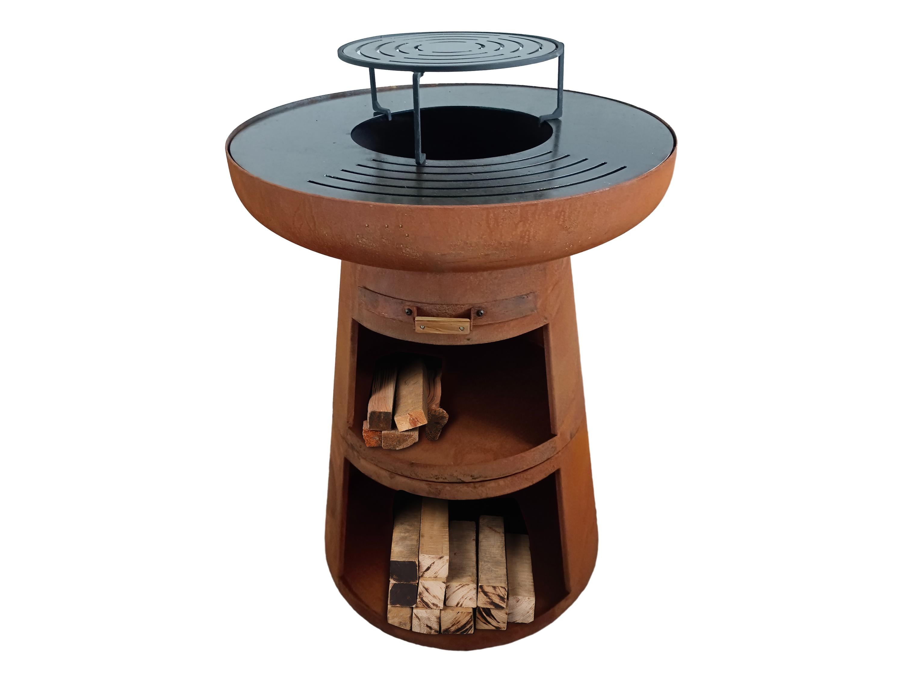 Barbecue rond avec plaque d