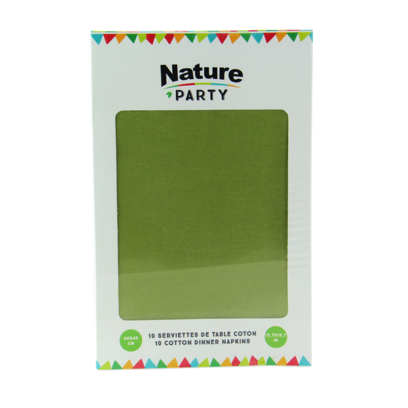 SERVIETTE COTON VERTE 40X40CM - X100 (10X10PCS) FirstPack - Mathon