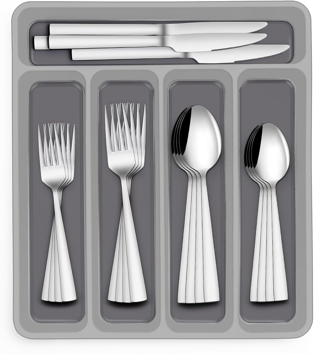 Set de couverts de 60 pièces en acier inoxydable avec range-couverts pour 12 personnes gris Vendos85 - Mathon