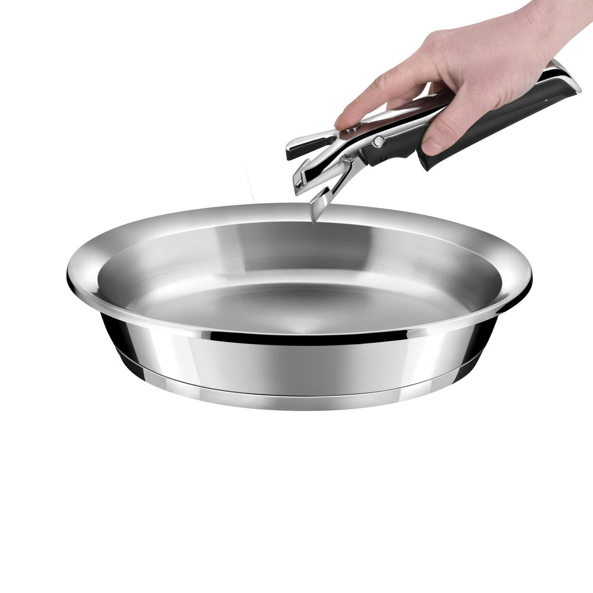 Ycône - Poêle 24 cm inox finition miroir avec poignée amovible Cuisinox - Mathon - 1