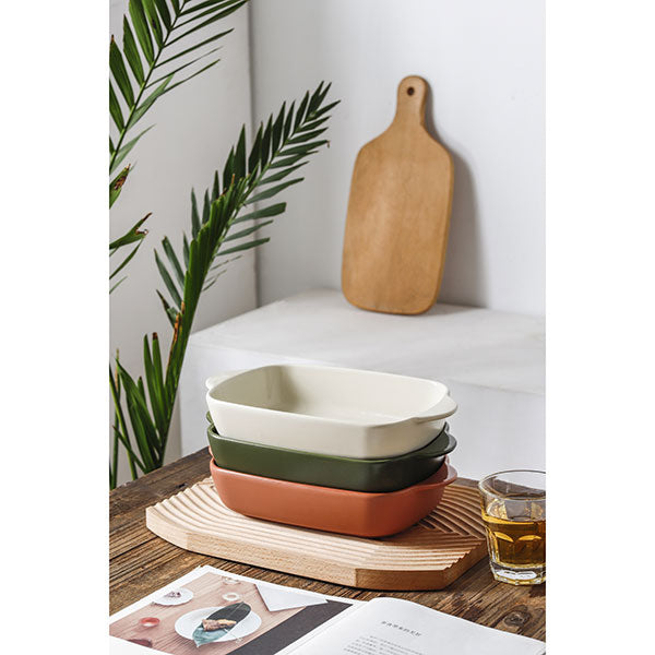 Plat à four rectangulaire Octave en grès vert 27,3 x 16,5 cm Menastyl - Mathon - 3