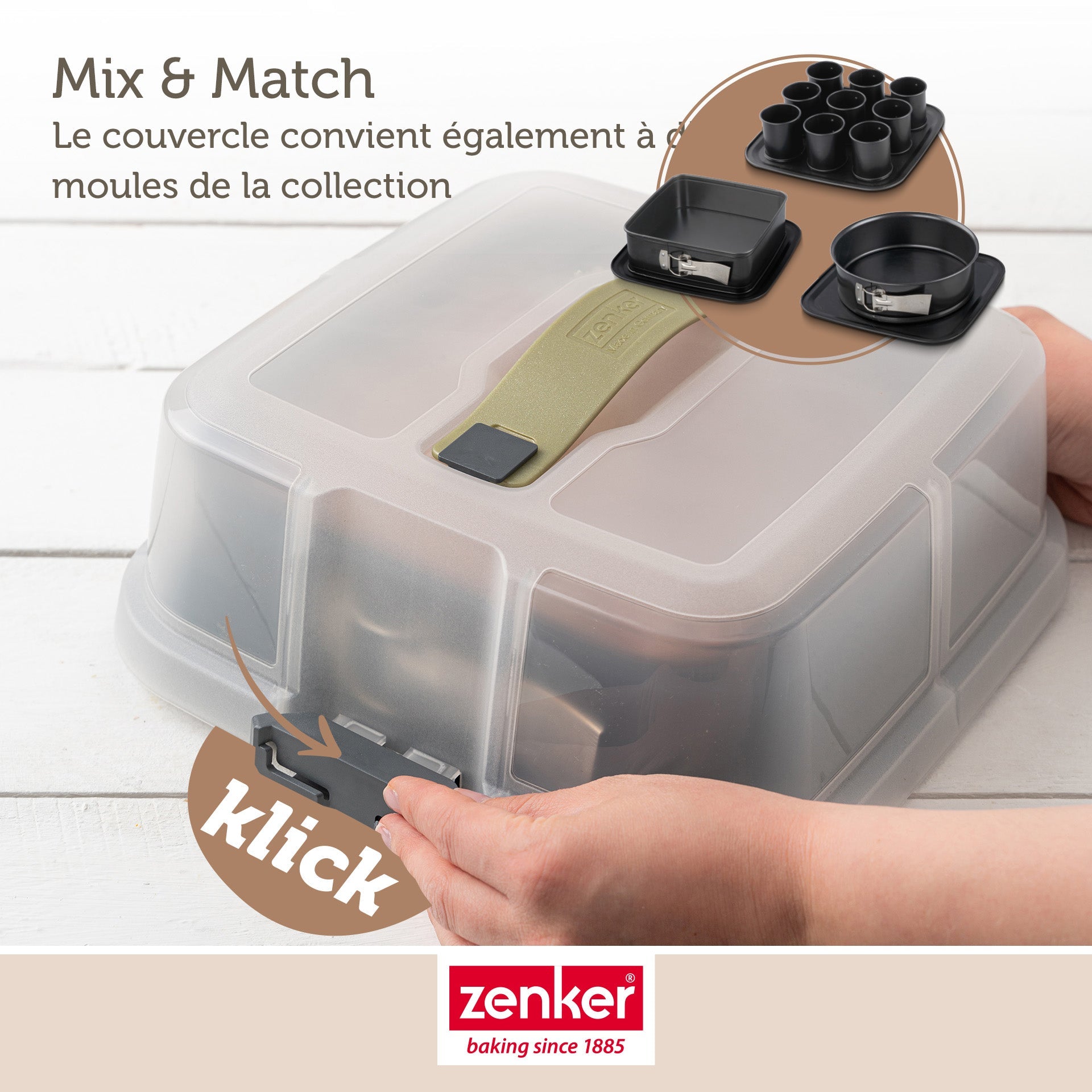 Ensemble de 2 Moules à charnière carré avec couvercle 23 cm Zenker Bake Click and Go Zenker - Mathon - 5