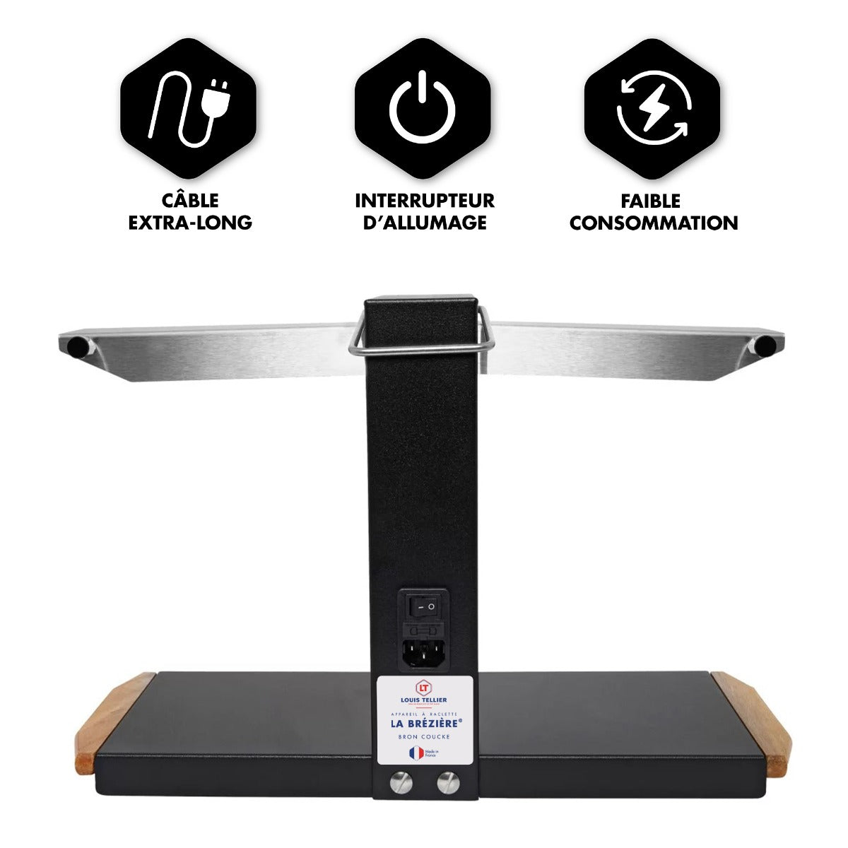 Appareil à raclette - Brézière® PREMIUM - Noir - Poignées bois - Couteau inclus Louis Tellier - Mathon - 6