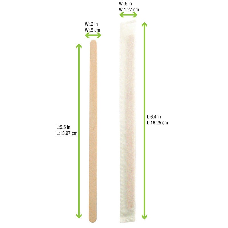 1000Pcs - Spatule à café en bois emballée individuellement  5x10x140mm FirstPack - Mathon - 3