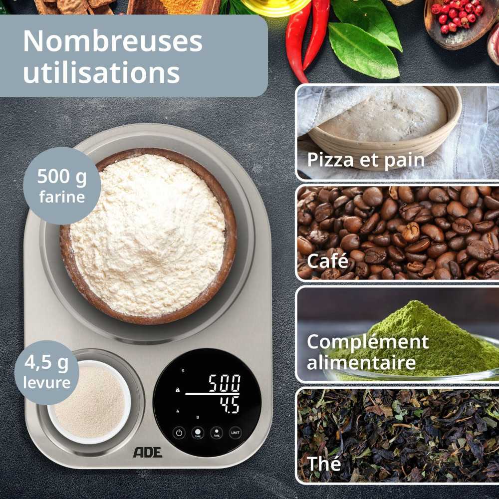 Balance De Cuisine Duo Digitale - Ade - Isabella - Acier Inoxydable/plastique - 23x16,5 Cm - Inclus 3 Piles Aaa ADE - Mathon - 6