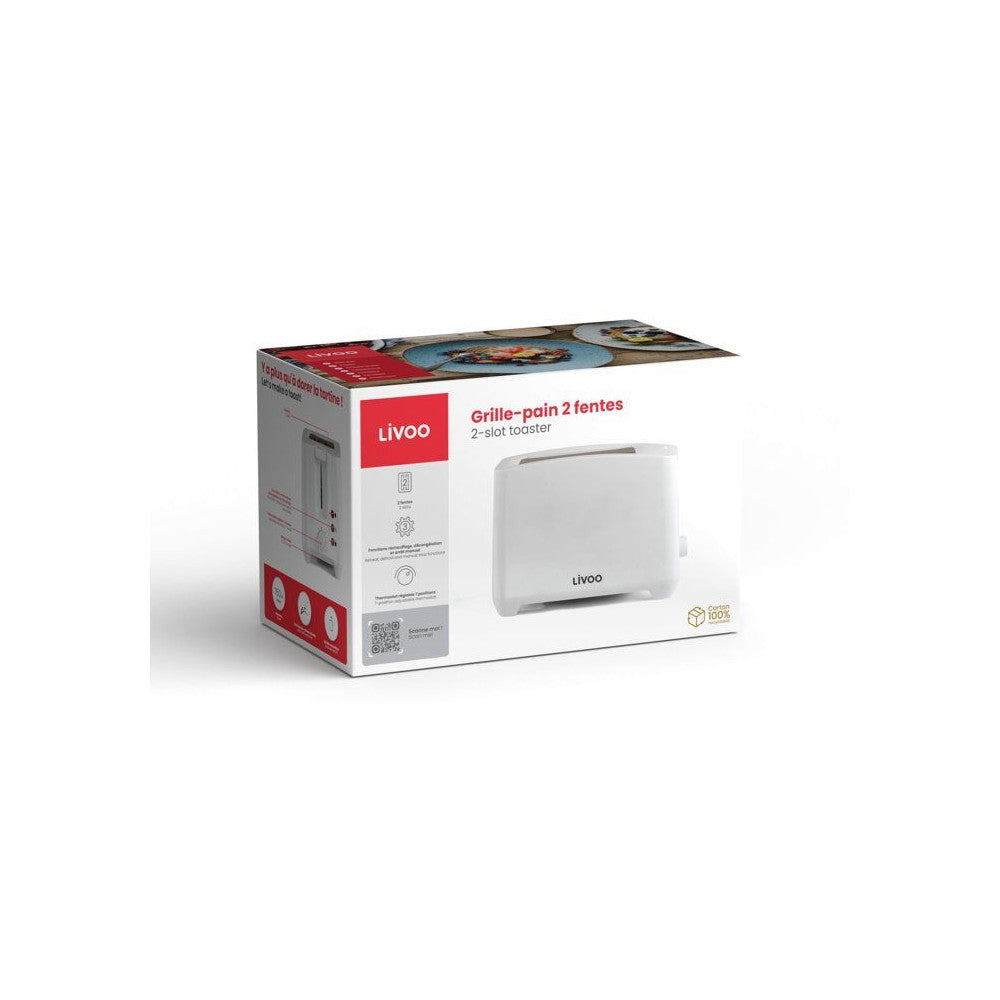 Grille-pain 2 Fentes - Livoo - Dod162w - 750 W - Thermostat Réglable : 7 Niveaux - Blanc Livoo - Mathon - 5