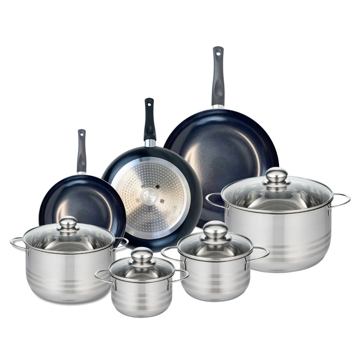 Ensemble de 3 Poêles de cuisson 20, 24 et 28 cm et 4 faitouts 14, 16, 20 et 24 cm  Prima Brillant Elo - Mathon - 1