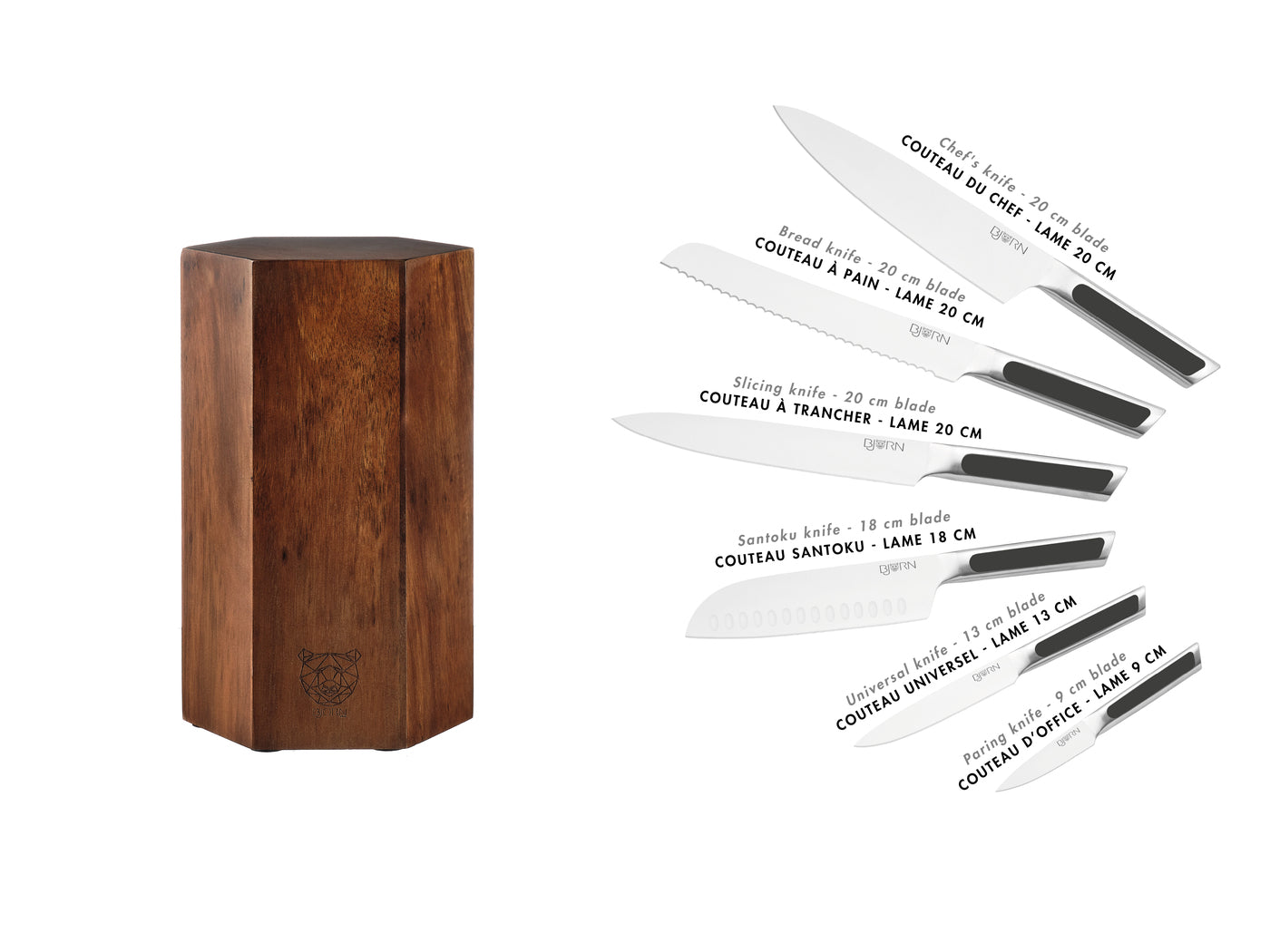 Lot de 7 couteaux de cuisine en inox noir D Björn - Mathon - 3