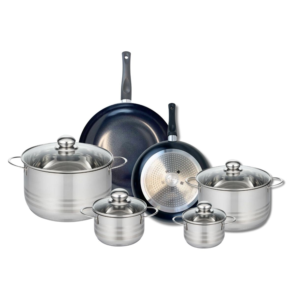 Ensemble de 2 Poêles de cuisson 24 et 28 cm et 4 faitouts 12, 14, 20 et 24 cm  Prima Brillant Elo - Mathon - 1