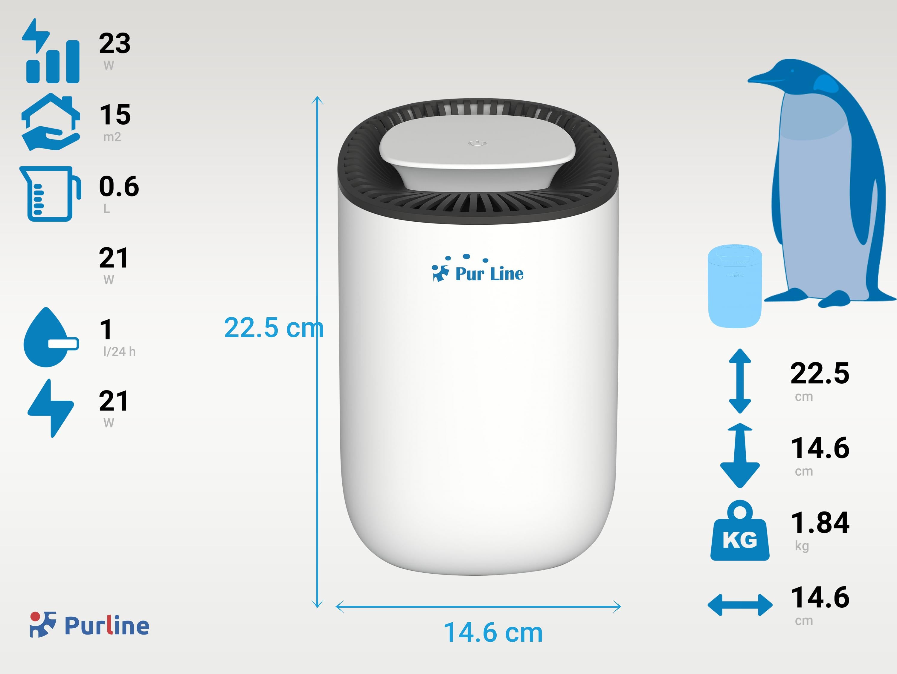 Déshumidificateur 21W avec lumière LED pour des petites surfaces Purline - Mathon - 4