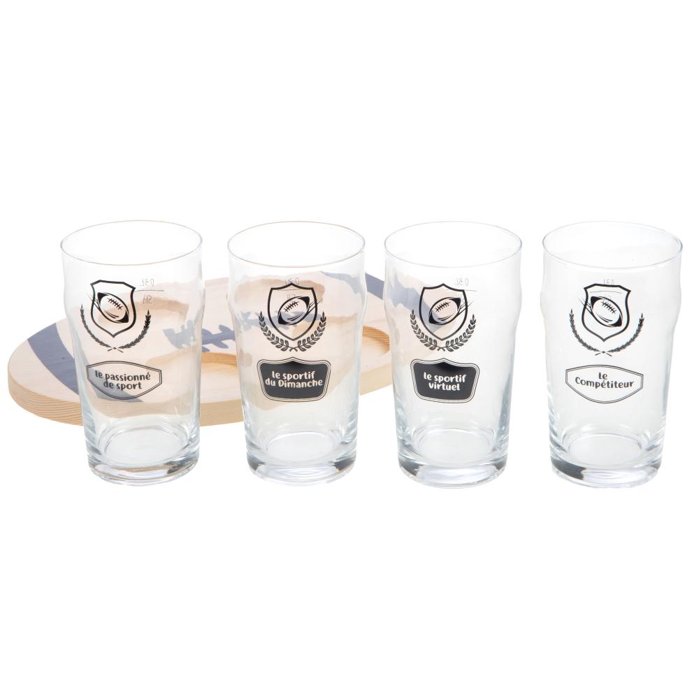 Planche 4 verres à bière Rugby Amadeus - Mathon - 2