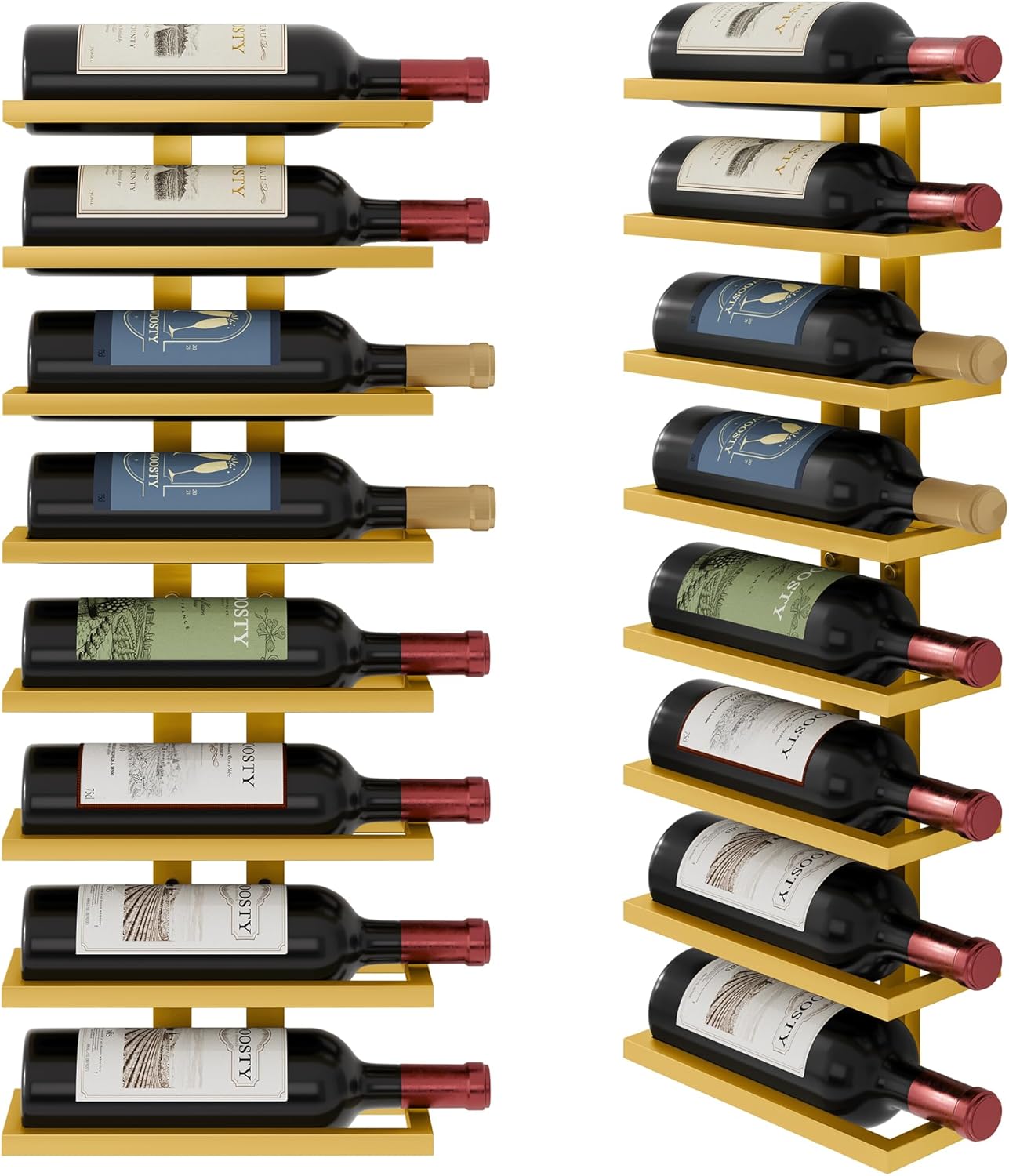 Lot 2 étagères murales à vin métal 8 niveaux – dorée Vendos85 - Mathon