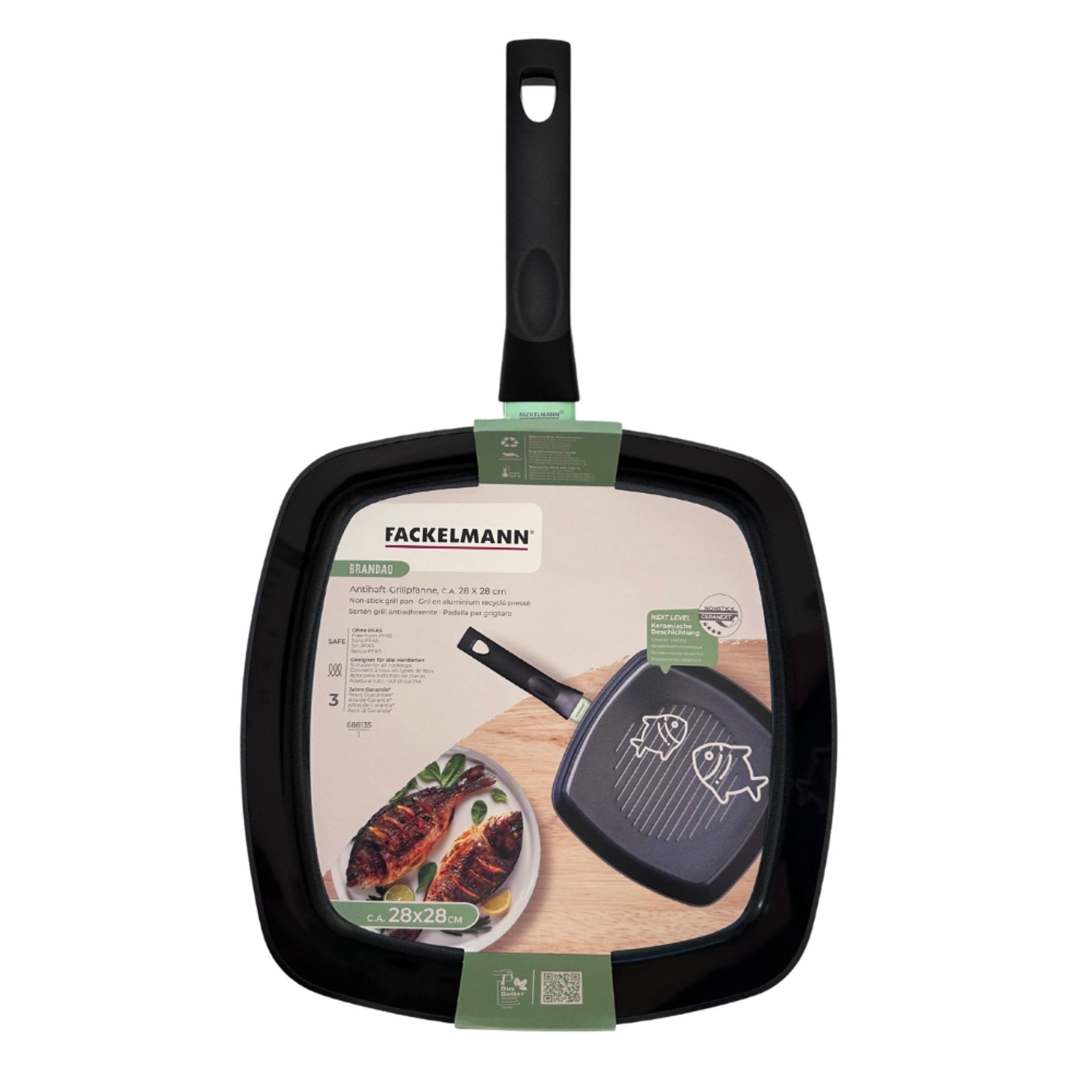 Gril 28 cm aluminium revêtement céramique antiadhésif sans PFAS  Brandao Fackelmann - Mathon - 8