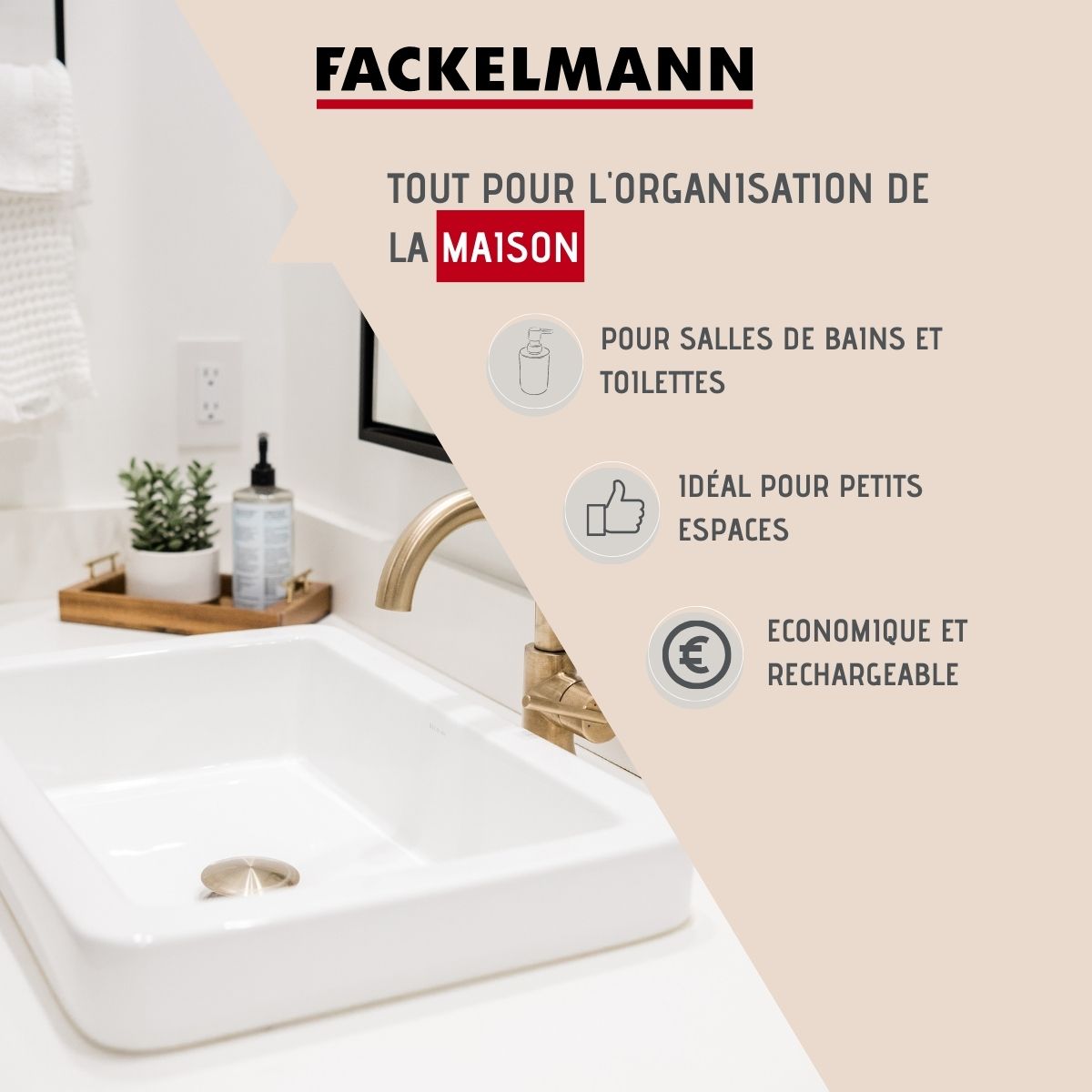 Distributeur de savon moderne gris 20,5 cm  Tecno Fackelmann - Mathon - 2