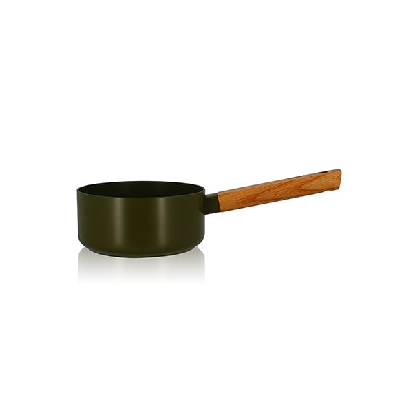 Casserole Ector induction aluminium revêtu manche en bois 16 cm vert Ogo - Mathon - 1
