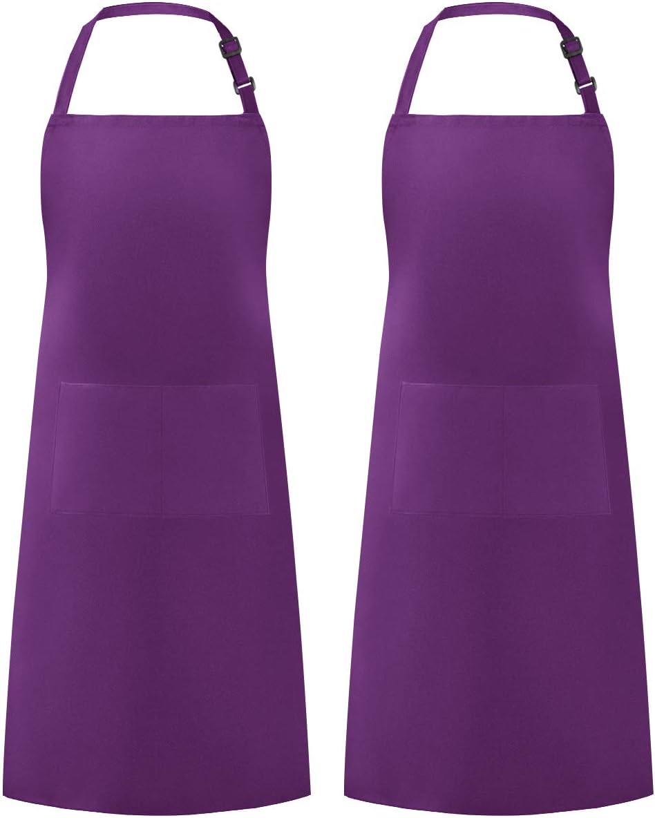Grand tablier de cuisine unisexe avec poches Violet basique Vendos85 - Mathon
