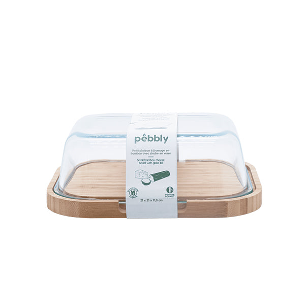 Plateau à fromage en bambou avec couvercle en verre Pebbly - Mathon - 2
