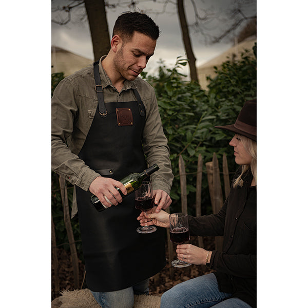 Tablier de cuisine artisanal cuir Buffalo noir Witloft - Mathon - 4