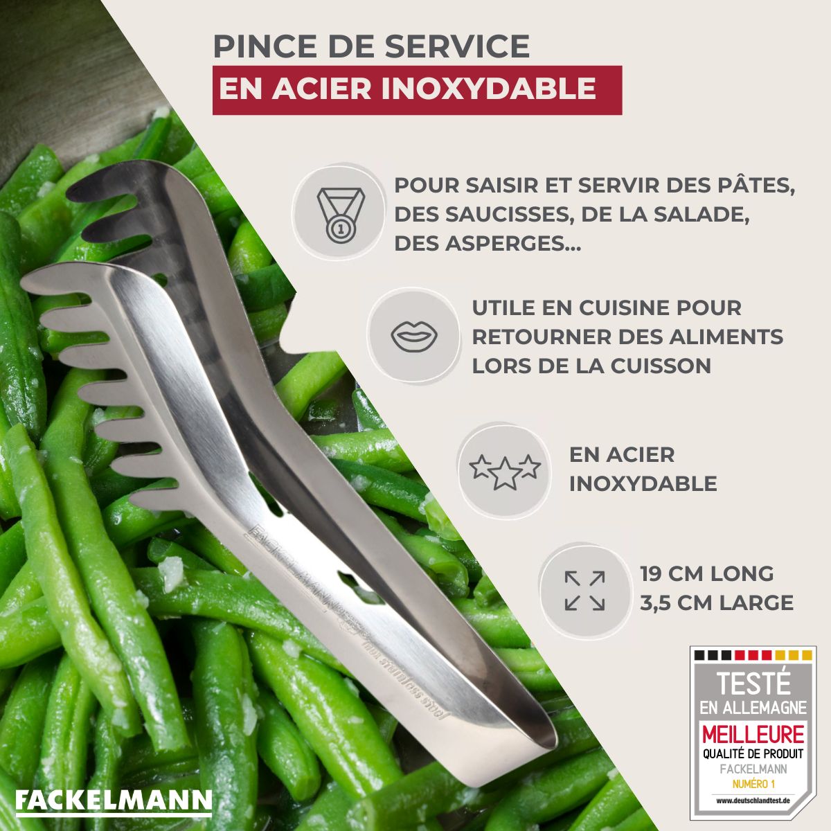 Pince à spaghettis, de cuisine en Acier inoxydable 19 cm Fackelmann - Mathon - 3