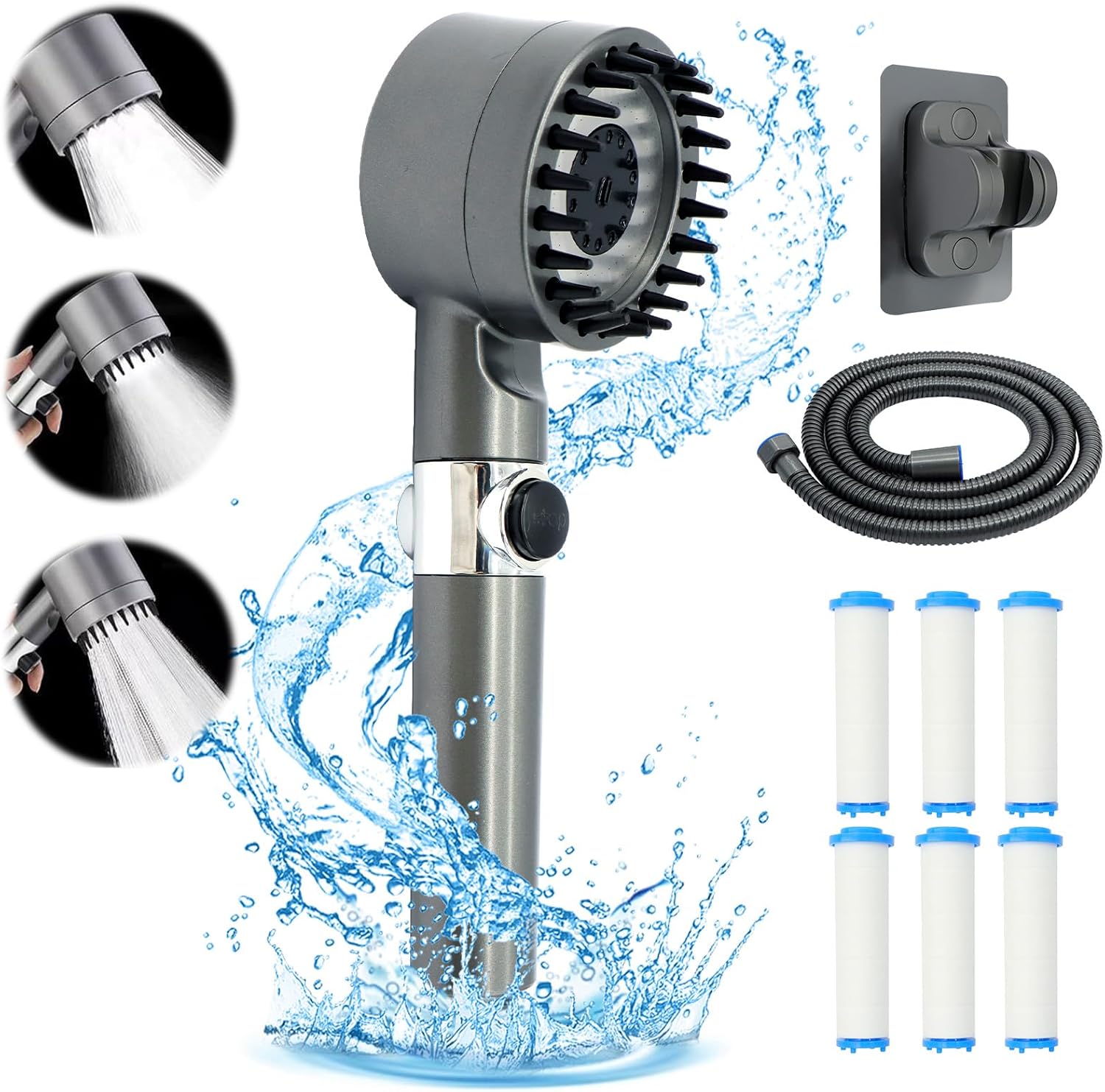 Pommeau de douche mural rond anti-calcaire 3 modes Vendos85 - Mathon